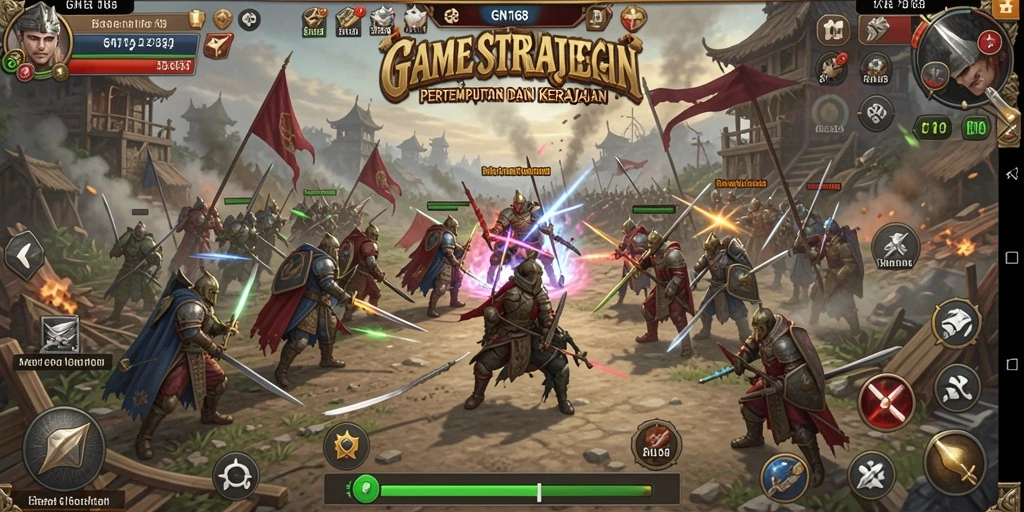 Tampilan gameplay GN168 yang menampilkan aksi pertempuran seru