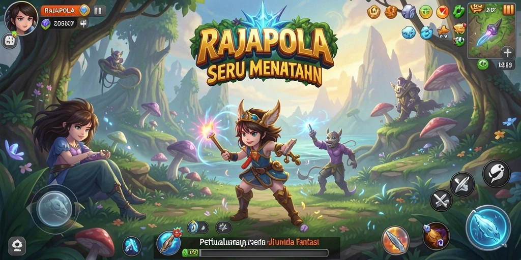 Screenshot gameplay RAJAPOLA menampilkan petualangan seru yang penuh warna.