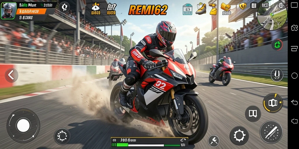 Tampilan gameplay seru balap motor di REMI62.