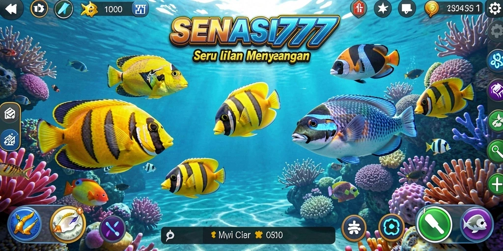 Screenshot gameplay SENSASI777 menampilkan aksi menembak ikan yang seru.