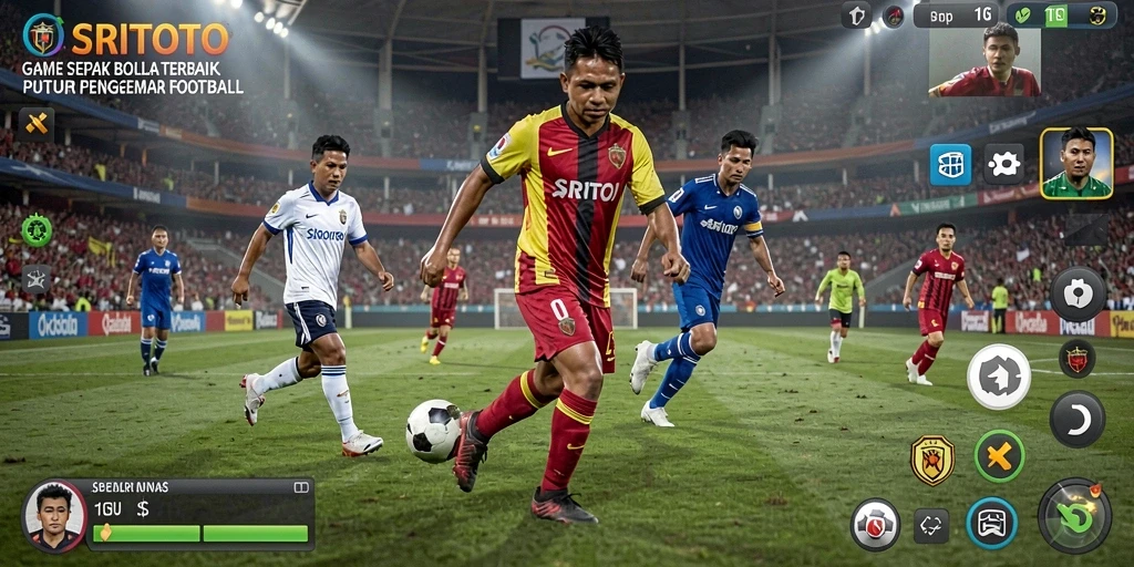 Tampilan gameplay SRITOTO yang mendebarkan dalam aksi sepak bola.