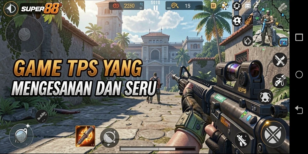 Screenshot utama <strong>SUPER88</strong> menampilkan aksi gameplay yang intens dan seru.