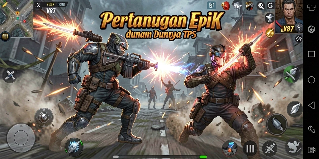 Gameplay V87 yang menegangkan dengan aksi pertempuran seru.